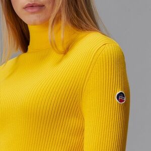 Fusalp Ancelle Ribbed Knit Sweater Turtleneck XS Yellow Mid-layer 2021